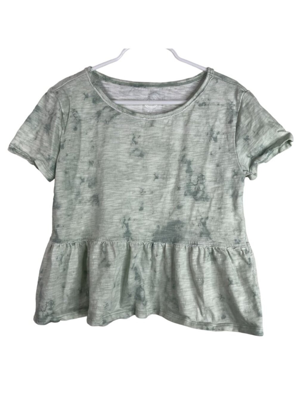 Wonder Nation Green Tie Dye Peplum Top Girls Size M (7/8)